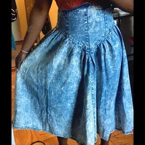Vintage acid wash denim maxi skirt